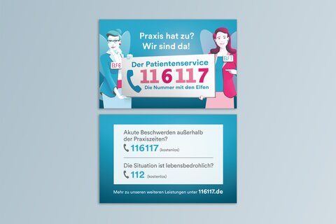 Servicecard 116117 "Praxis hat zu? Wir sind da."