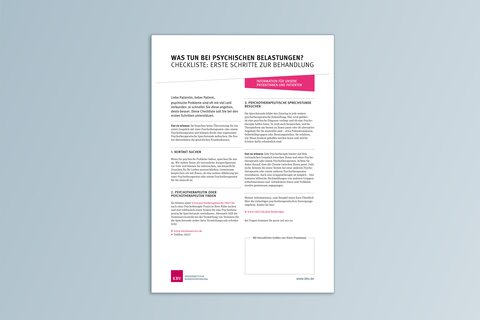 Patienteninfo Was tun bei psychischen Belastungen? Checkliste: Erste Schritte zur Behandlung
