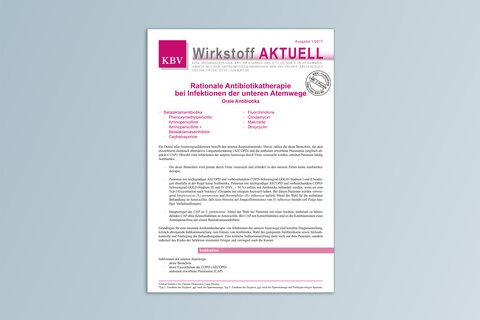 Titelbild WirkstoffAktuell "Rationale Antibiotikatherapie bei Infektionen der unteren Atemwege"