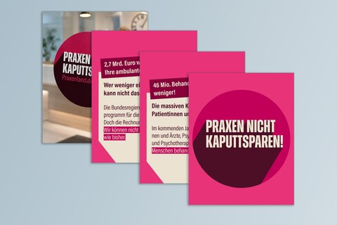 Ansicht der Infomaterialien für Socialmedia zum Spargesetz