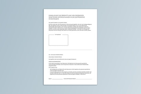 Ansicht Muster zur Einwilligung zur Übermittlung von Ergebnissen genetischer Untersuchungen in die ePA