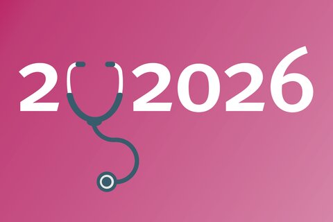 Jahreszahl 2026 in Weiß auf rosafarbenem Hintergrund.