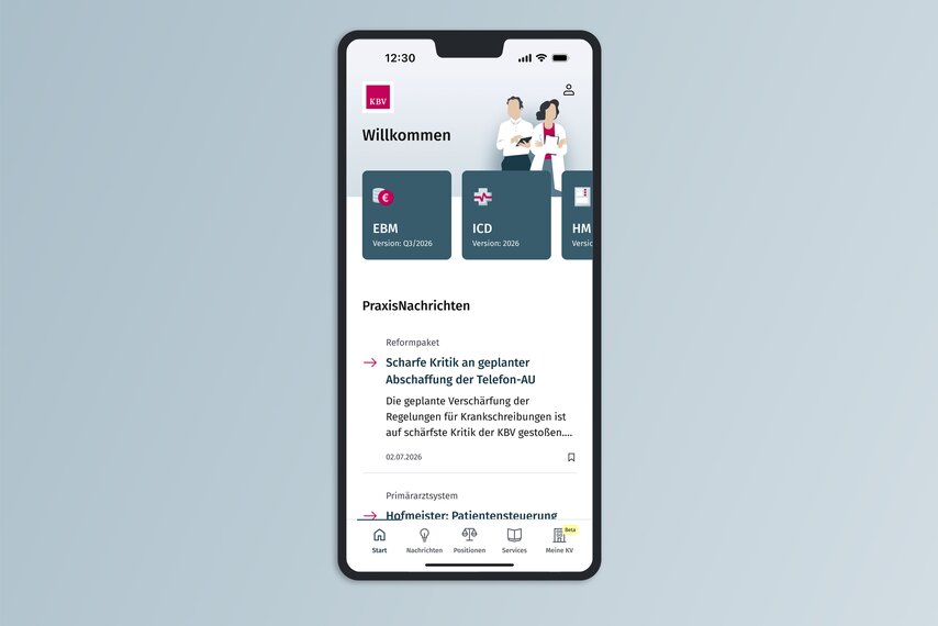 Ansicht App-Darstellung Start