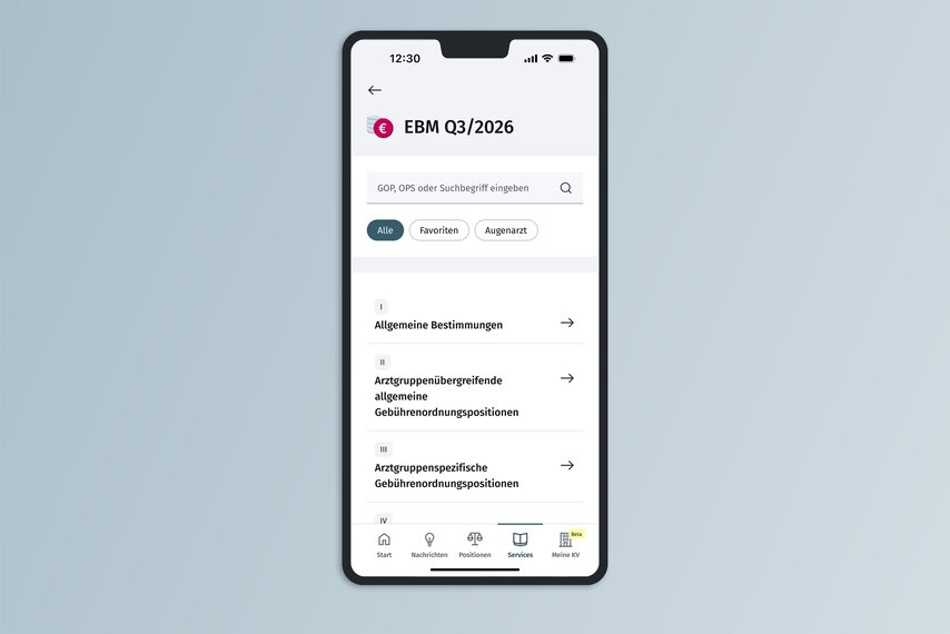 Ansicht App-Darstellung EBM