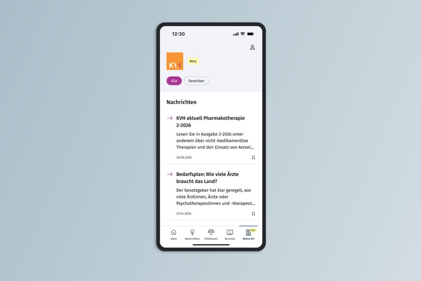 Ansicht App-Darstellung KV Hessen