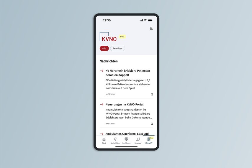 Ansicht App-Darstellung KV Nordrhein