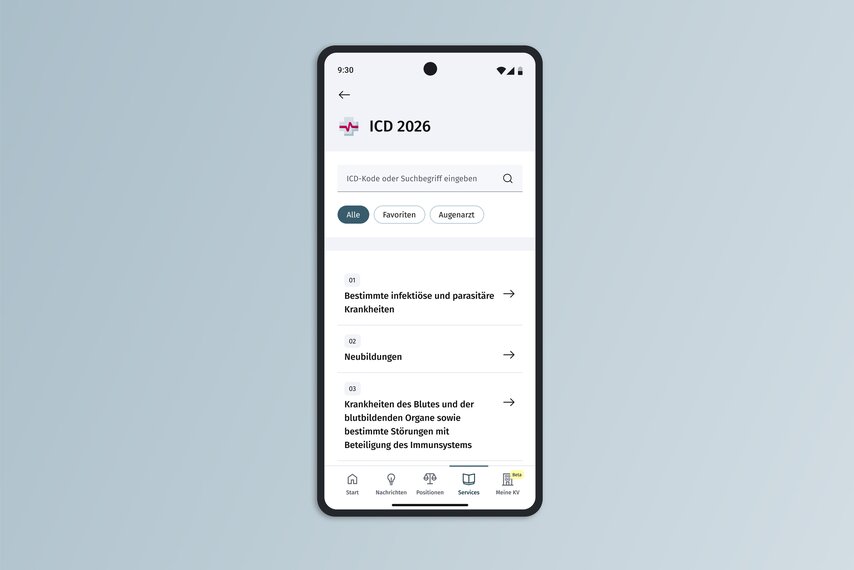 Ansicht App-Darstellung ICD