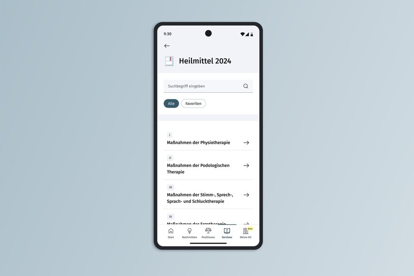 Ansicht App-Darstellung Heilmittel