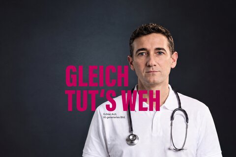 Gleich tut´s weh. Im Hintergrund ein Arzt.